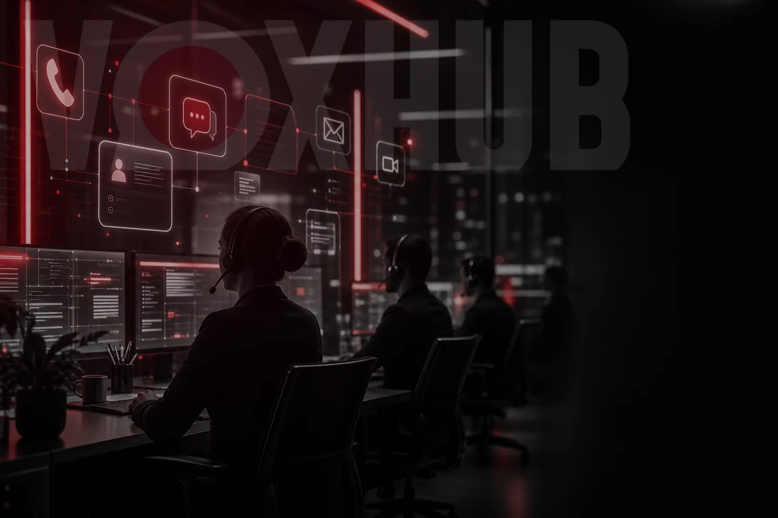 Imagem institucional de atendimento conectado da Voxhub