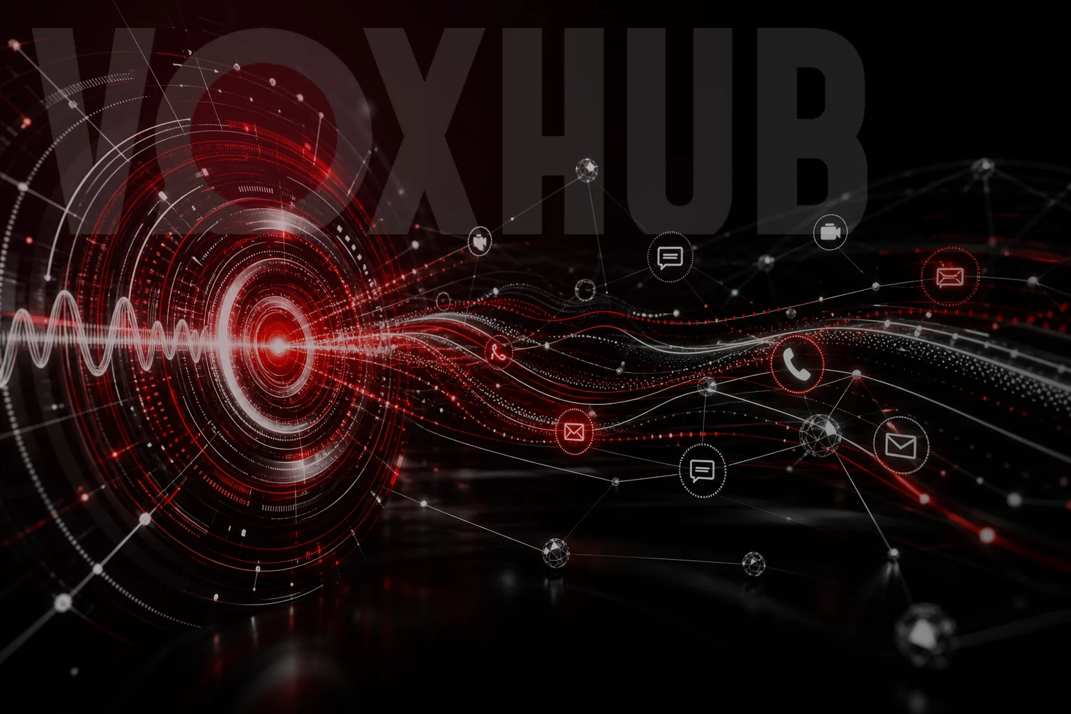 Identidade visual Voxhub representando o fluxo de voz e dados